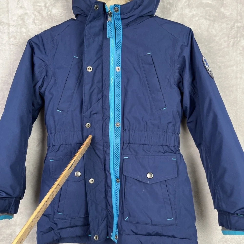 Lands End Girls Coat Small 7-8‎ Expedition Down Parka Hood Grow Along Sherpa